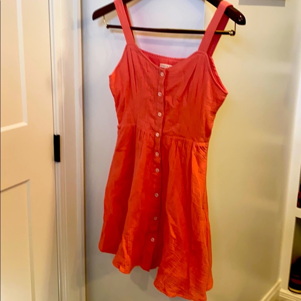 Coral skater button up dress